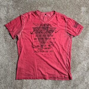 RED BLACK KARV FADED SINGLE STITCH GRAPHIC TEE